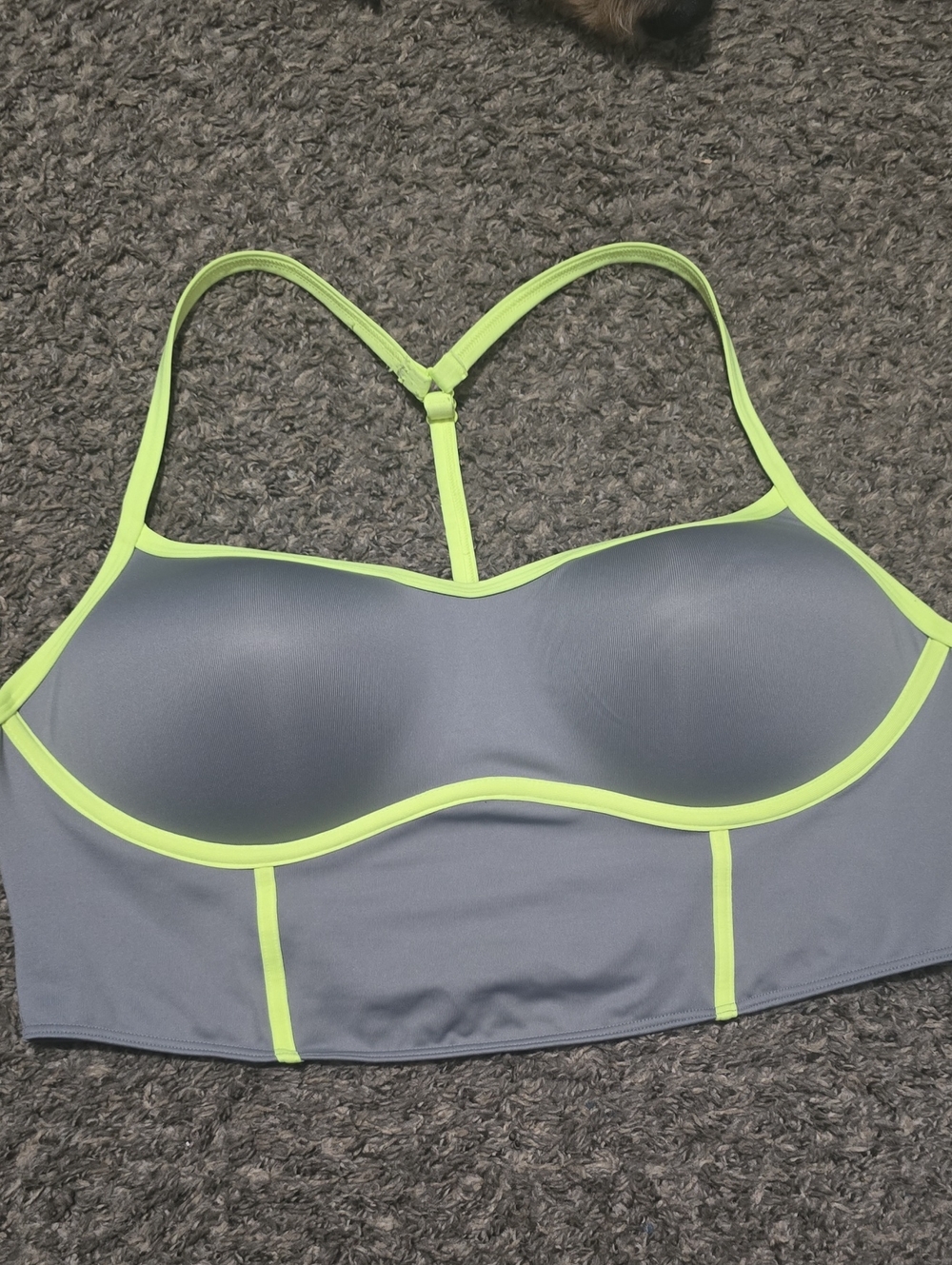 Vs PINK CROP/Bralette in Gray with Neon Trim